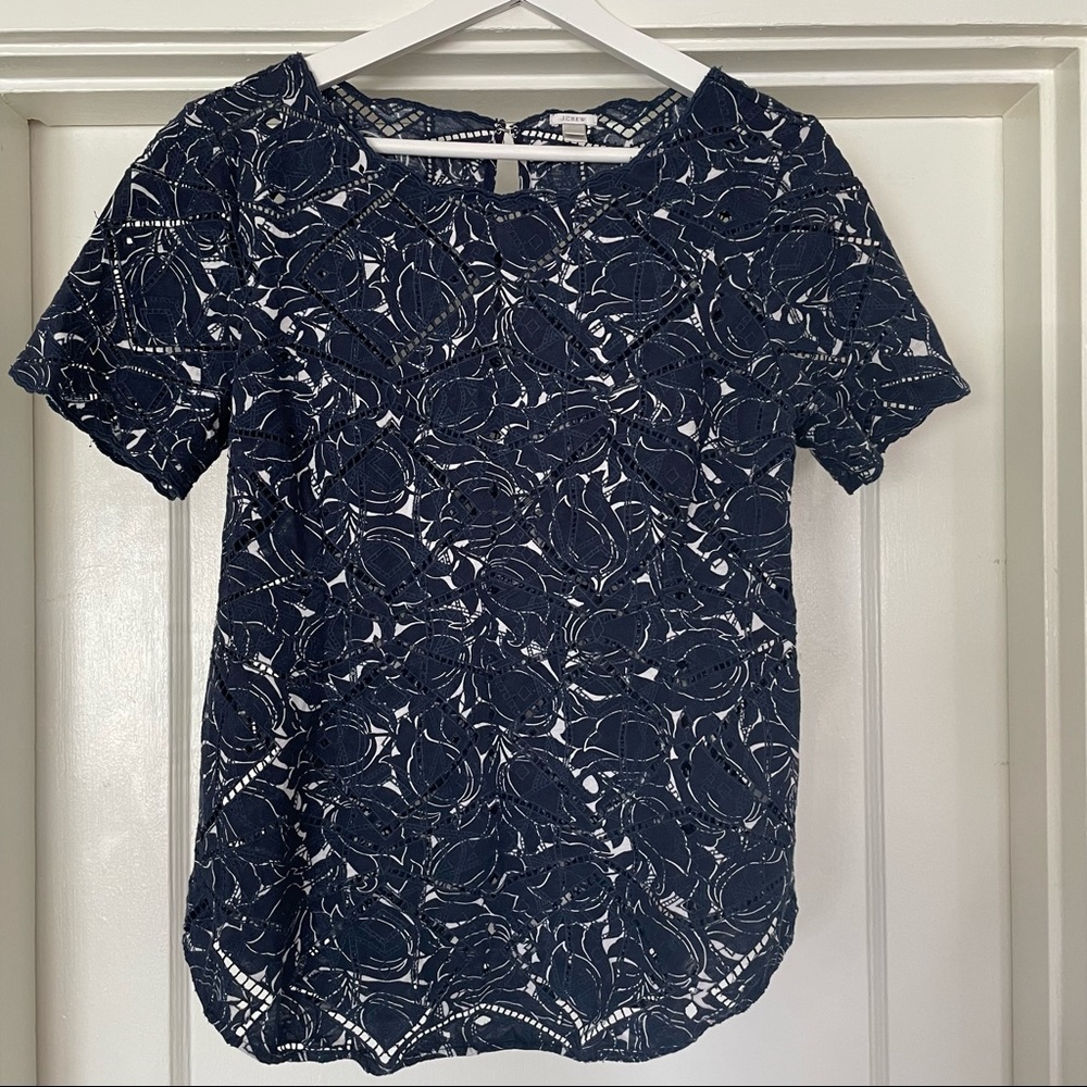 J.Crew Floral Eyelet Top